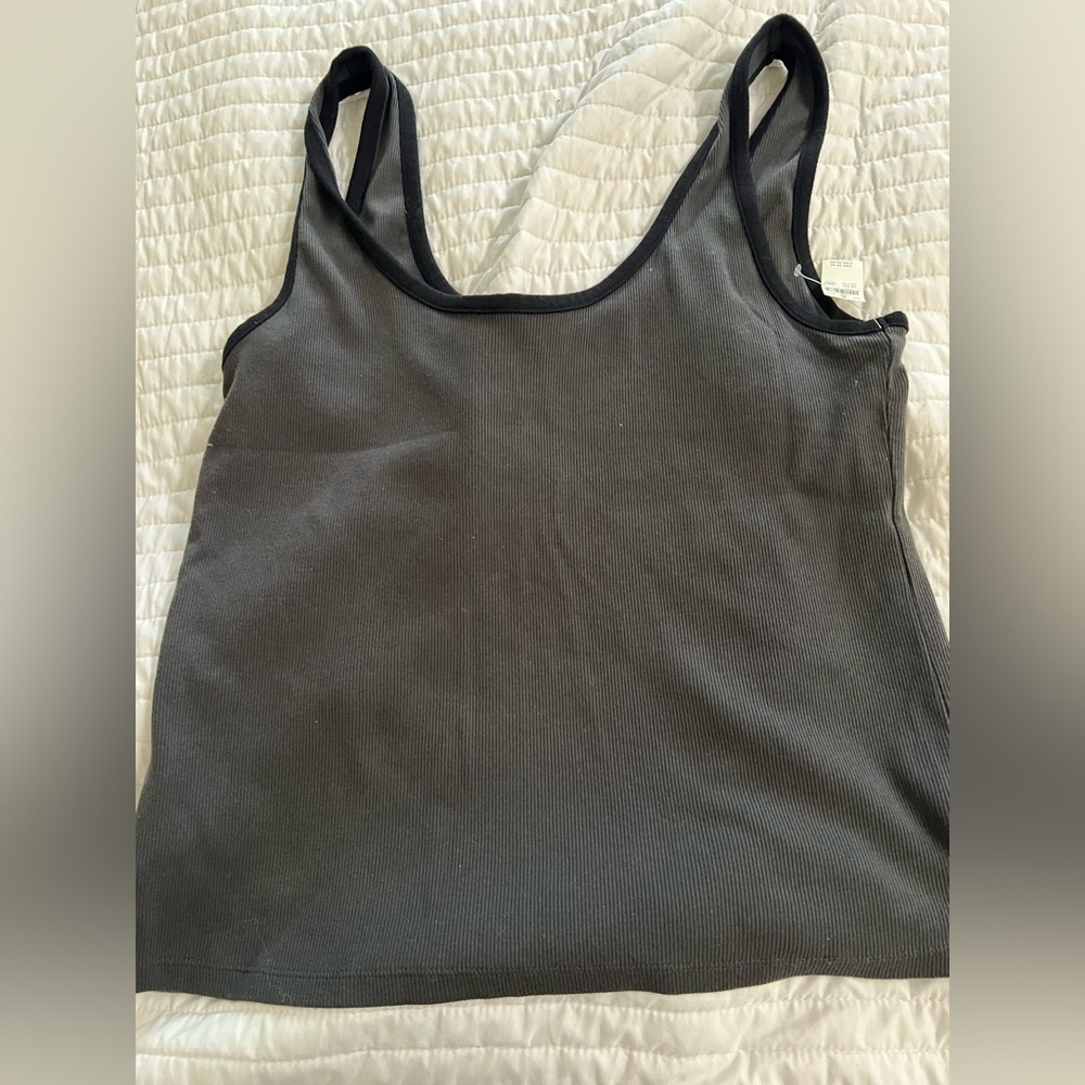 Aerie Women's Grey and Black Tank Top